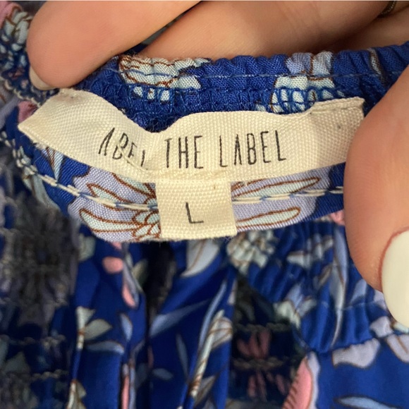 Anthropologie Abel the Label size L blue floral rumi dress GUC maxi length - Picture 9 of 10